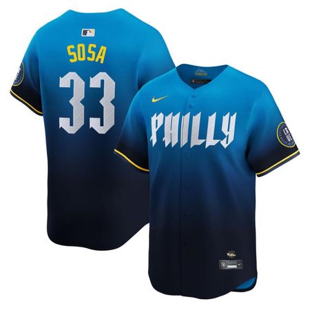 Men's Philadelphia Phillies #33 Edmundo Sosa Blue 2024 City Connect Limited Stitched Jersey